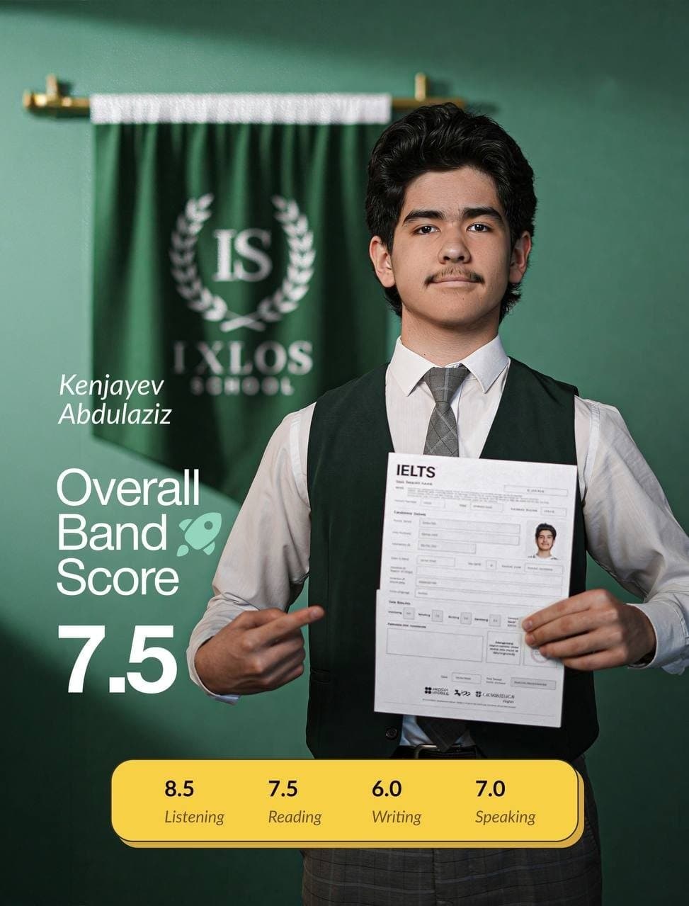 Ixlos School o'quvchisi — IELTS natijasi